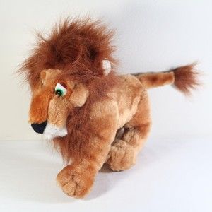 Classic Toy Co Lion Plush Realistic Stuffed Animal 12" Long Green Eyes Vintage